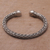 Sterling silver cuff bracelet, 'Janur Weave' - Sterling Silver Weave Motif Cuff Bracelet from Bali
