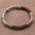 Men's sterling silver and leather bracelet, 'Royal Weave in Brown' - Men's Sterling Silver and Leather Bracelet in Brown (image 2b) thumbail