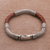Men's sterling silver and leather bracelet, 'Royal Weave in Brown' - Men's Sterling Silver and Leather Bracelet in Brown (image 2c) thumbail