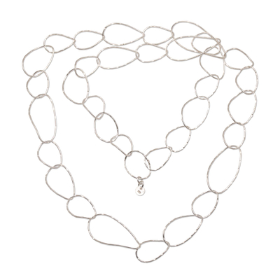 Sterling silver link necklace, 'Twisting Links' - Sterling Silver Chain Link Necklace from Bali