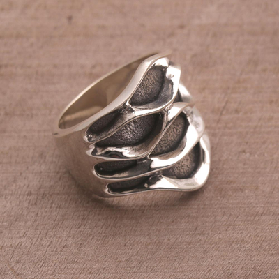Sterling silver cocktail ring, 'Lava Lamp' - Sterling Silver Wave Motif Cocktail Ring from Bali