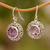 Amethyst dangle earrings, 'Swirling Dew' - Amethyst and Sterling Silver Dangle Earrings from Bali (image 2) thumbail