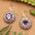Amethyst dangle earrings, 'Swirling Dew' - Amethyst and Sterling Silver Dangle Earrings from Bali (image 2b) thumbail