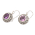 Amethyst dangle earrings, 'Swirling Dew' - Amethyst and Sterling Silver Dangle Earrings from Bali (image 2c) thumbail