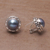 Cultured pearl button earrings, 'Eclipse Pebbles' - Cultured Pearl and 925 Silver Button Earrings from Bali (image 2b) thumbail