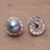 Cultured pearl button earrings, 'Eclipse Pebbles' - Cultured Pearl and 925 Silver Button Earrings from Bali (image 2c) thumbail