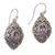 Gold accent amethyst dangle earrings, 'Floral Dew' - Gold Accent Amethyst Floral Dangle Earrings from Bali