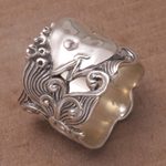 Sterling silver band ring, 'Guardian Koi' - Sterling Silver Fish-Themed Band Ring from Bali