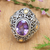 Gold-accented amethyst cocktail ring, 'Floral Mystique' - Gold-accented Amethyst Floral Cocktail Ring from Bali (image 2) thumbail