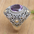 Gold-accented amethyst cocktail ring, 'Floral Mystique' - Gold-accented Amethyst Floral Cocktail Ring from Bali (image 2b) thumbail