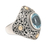 Gold accented blue topaz cocktail ring, 'Floral Mystique' - Gold Accent Blue Topaz Floral Cocktail Ring from Bali