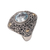 Gold accented blue topaz cocktail ring, 'Floral Mystique' - Gold Accent Blue Topaz Floral Cocktail Ring from Bali (image 2d) thumbail