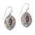 Gold-accented garnet dangle earrings, 'Defiant Beauty' - Gold-accented Garnet Swirl Motif Dangle Earrings from Bali thumbail
