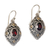 Gold accent garnet dangle earrings, 'Floral Dew' - Gold Accent Garnet Floral Dangle Earrings from Bali thumbail