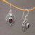 Gold accent garnet dangle earrings, 'Floral Dew' - Gold Accent Garnet Floral Dangle Earrings from Bali (image 2b) thumbail