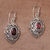 Gold accent garnet dangle earrings, 'Floral Dew' - Gold Accent Garnet Floral Dangle Earrings from Bali (image 2c) thumbail