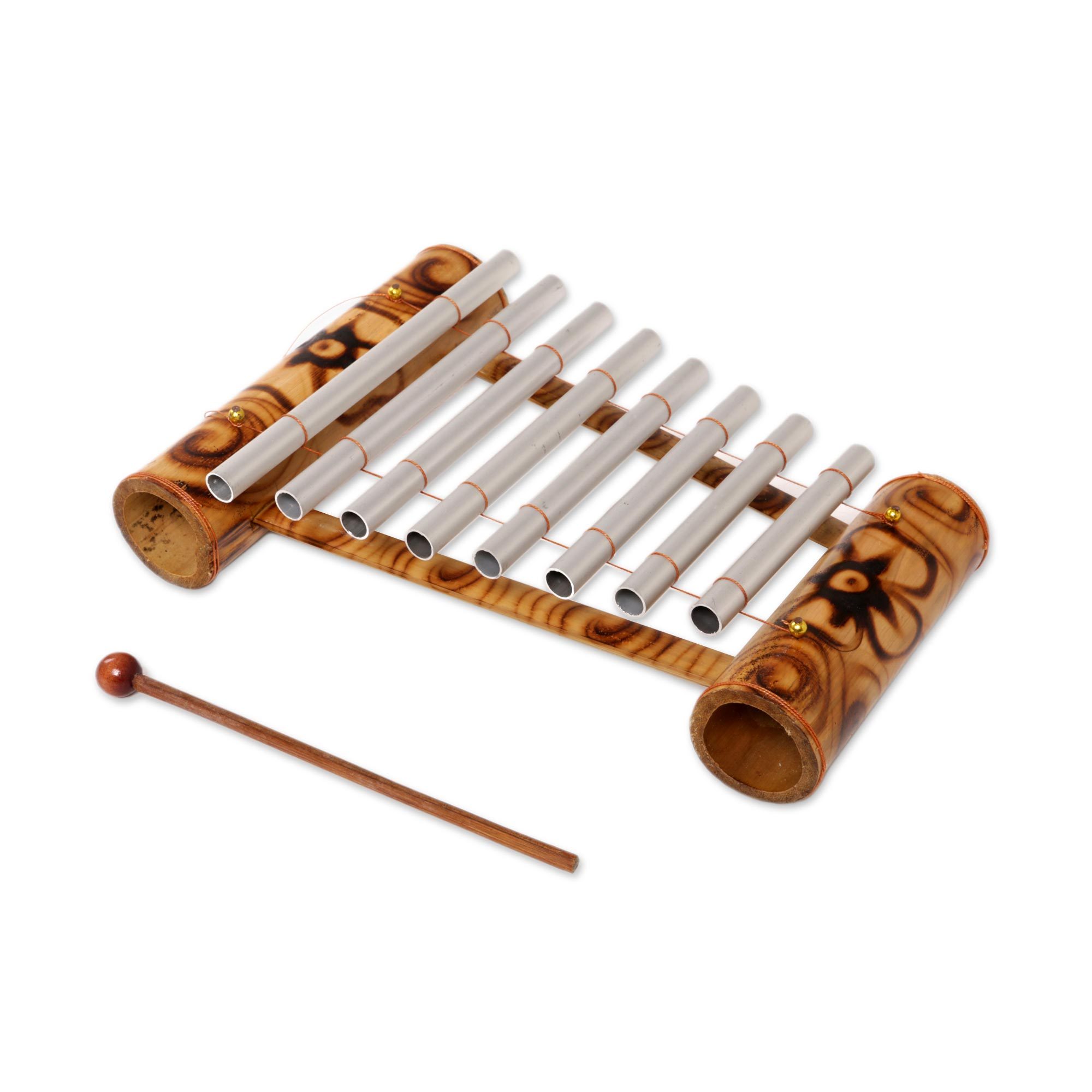 Handcrafted Floral Bamboo Xylophone from Bali Peaceful Tune NOVICA