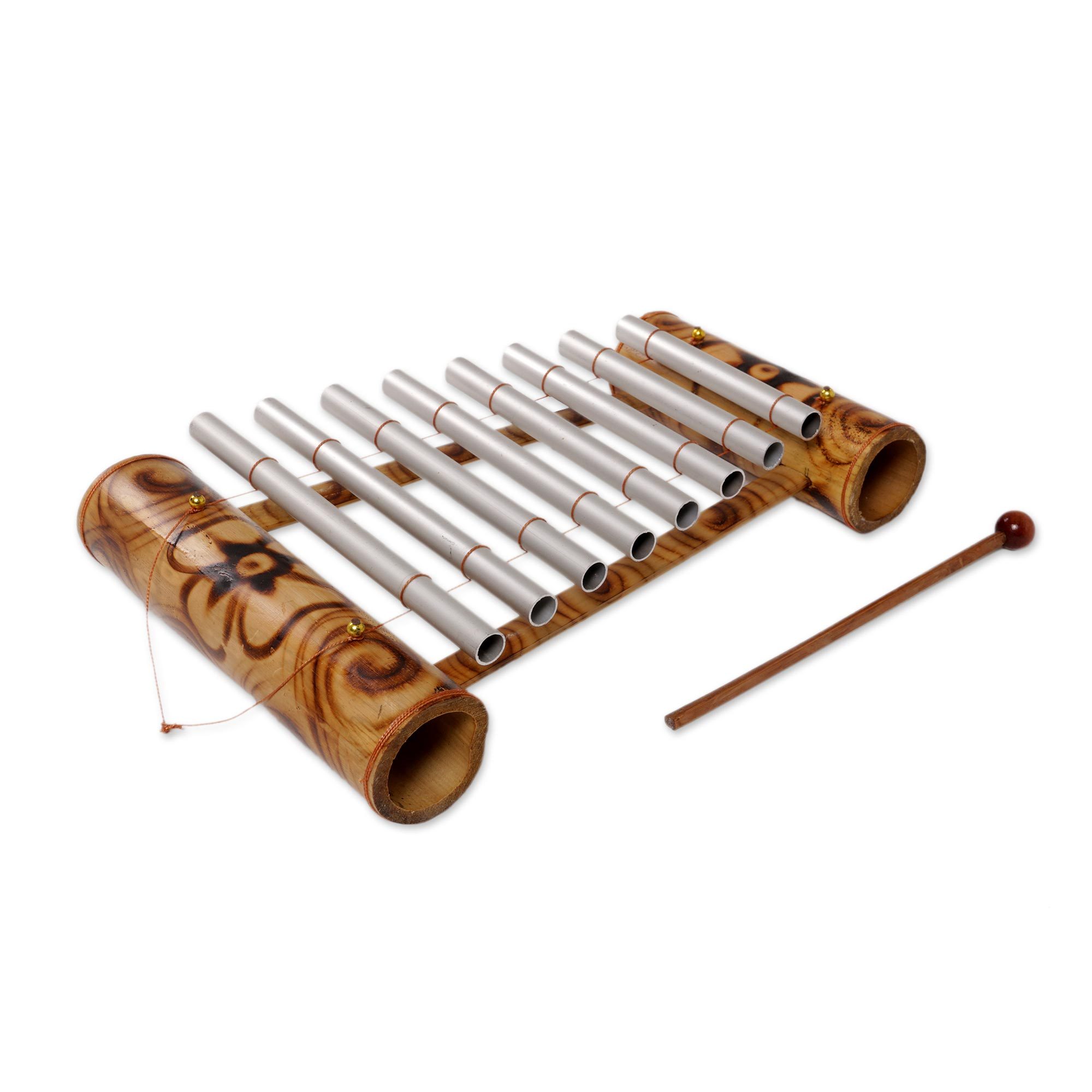 Handcrafted Floral Bamboo Xylophone from Bali Peaceful Tune NOVICA