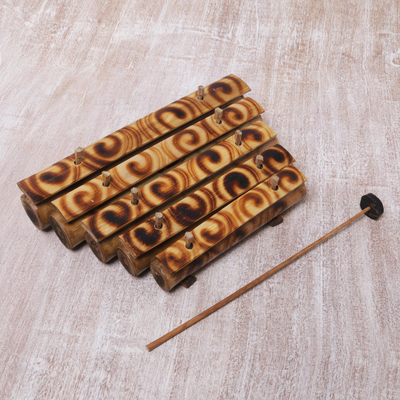 Bambus-Xylophon - Wirbelmotiv-Bambus-Xylophon mit Schlägel aus Bali