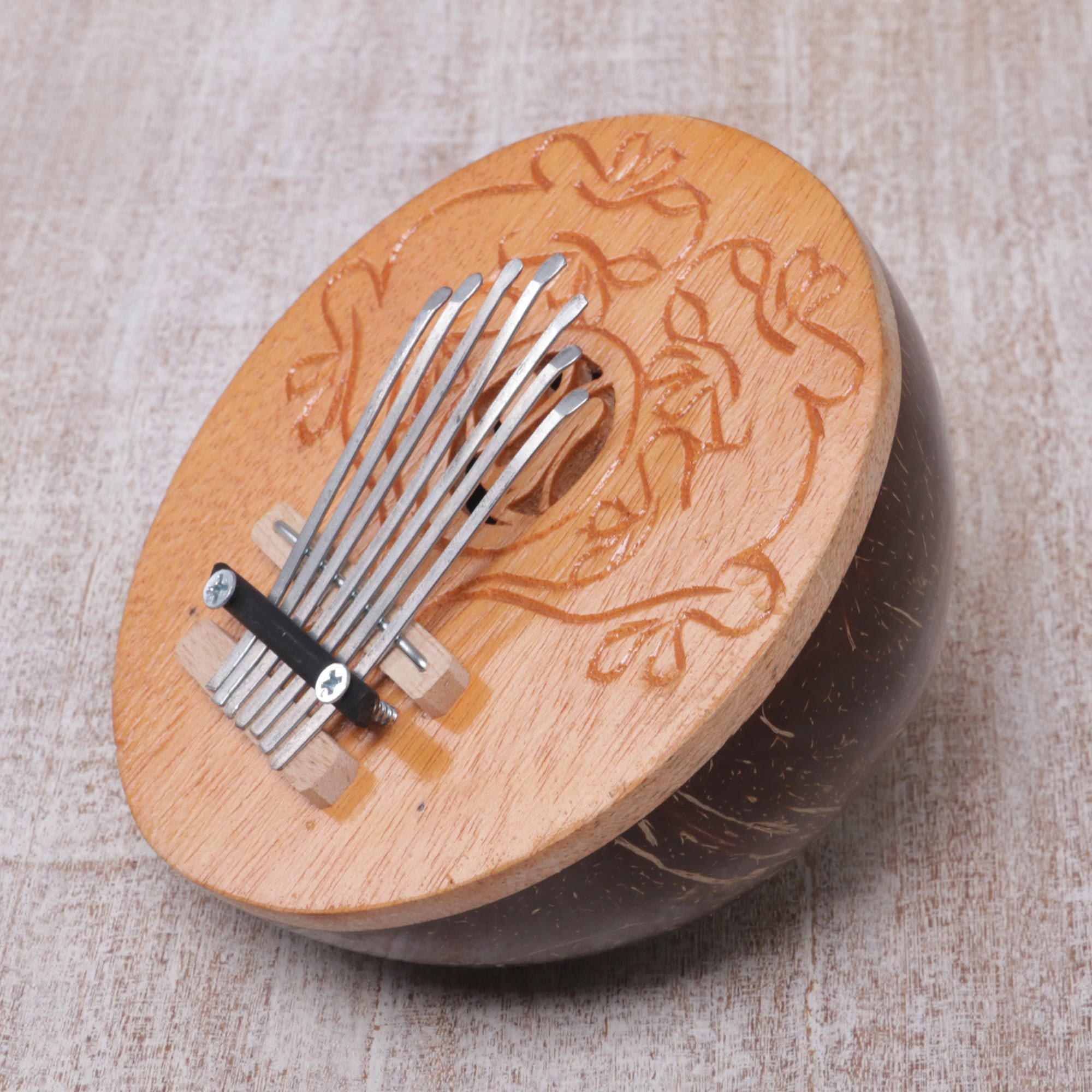 UNICEF Market Handcrafted Coconut Shell Kalimba Thumb Piano from Bali