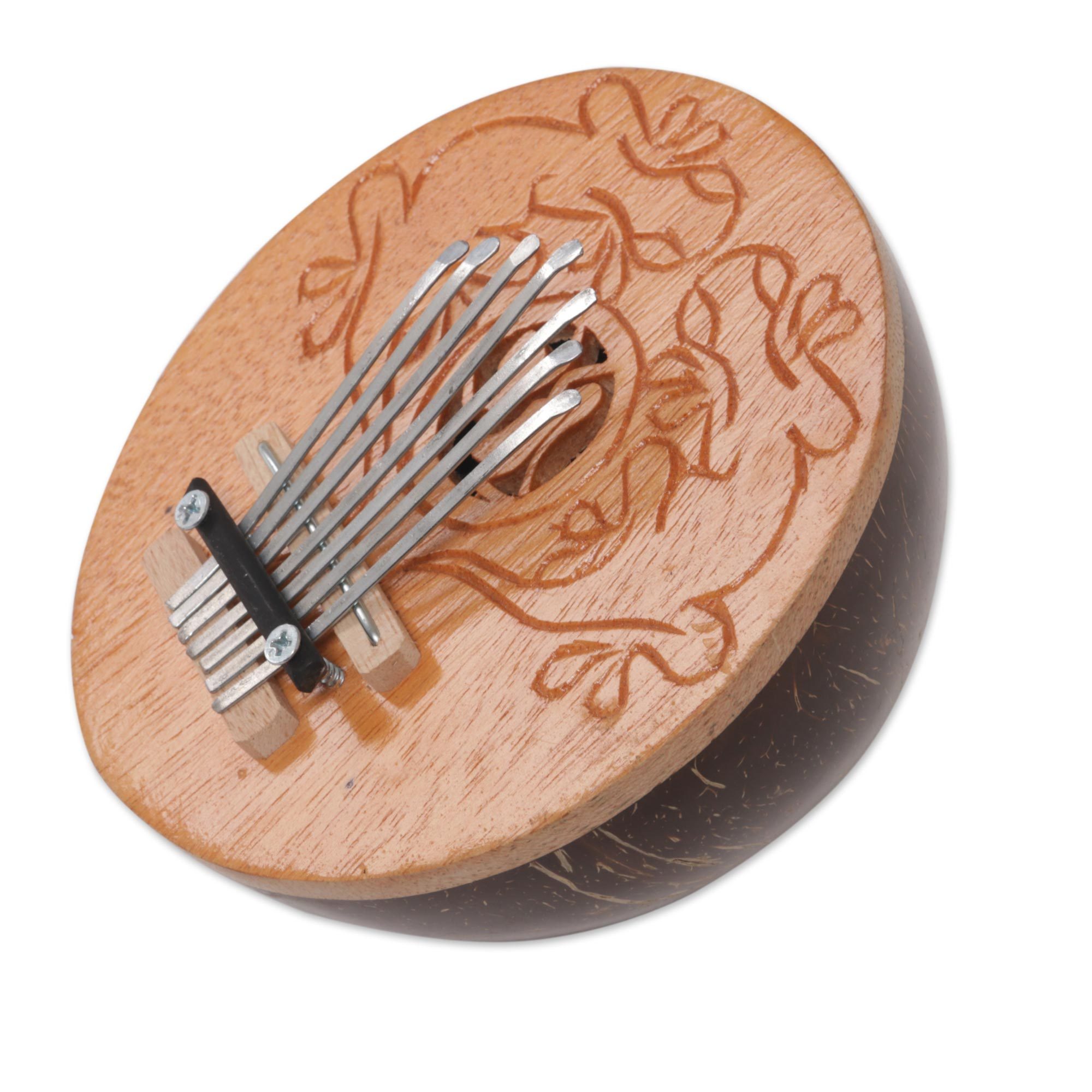UNICEF Market Handcrafted Coconut Shell Kalimba Thumb Piano from Bali