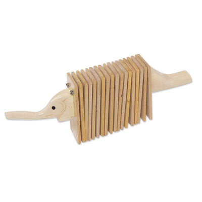Wood clacker instrument, 'Elephant Rhythm' - Wood Elephant-Shaped Clacker Instrument from Bali