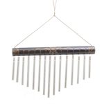 Bamboo and aluminum wind chimes, 'Melodic Blossom' - Bamboo and Aluminum Floral Wind Chimes from Bali