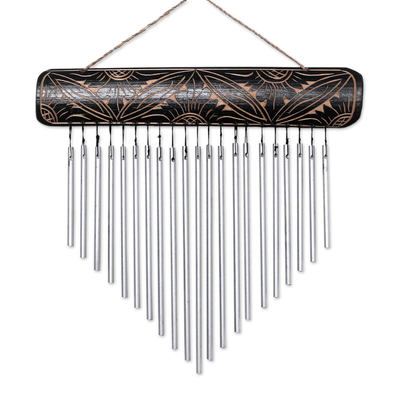 Bamboo and aluminum wind chimes, 'Melodic Dance' - Handcrafted Bamboo and Aluminum Wind Chimes from Bali