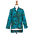Batik rayon hi-low blouse, 'Java Emerald' - Rayon Batik Long Sleeve Teal Hi-Low Button Shirt (image 2a) thumbail