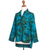Batik rayon hi-low blouse, 'Java Emerald' - Rayon Batik Long Sleeve Teal Hi-Low Button Shirt (image 2b) thumbail