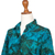 Batik rayon hi-low blouse, 'Java Emerald' - Rayon Batik Long Sleeve Teal Hi-Low Button Shirt (image 2d) thumbail