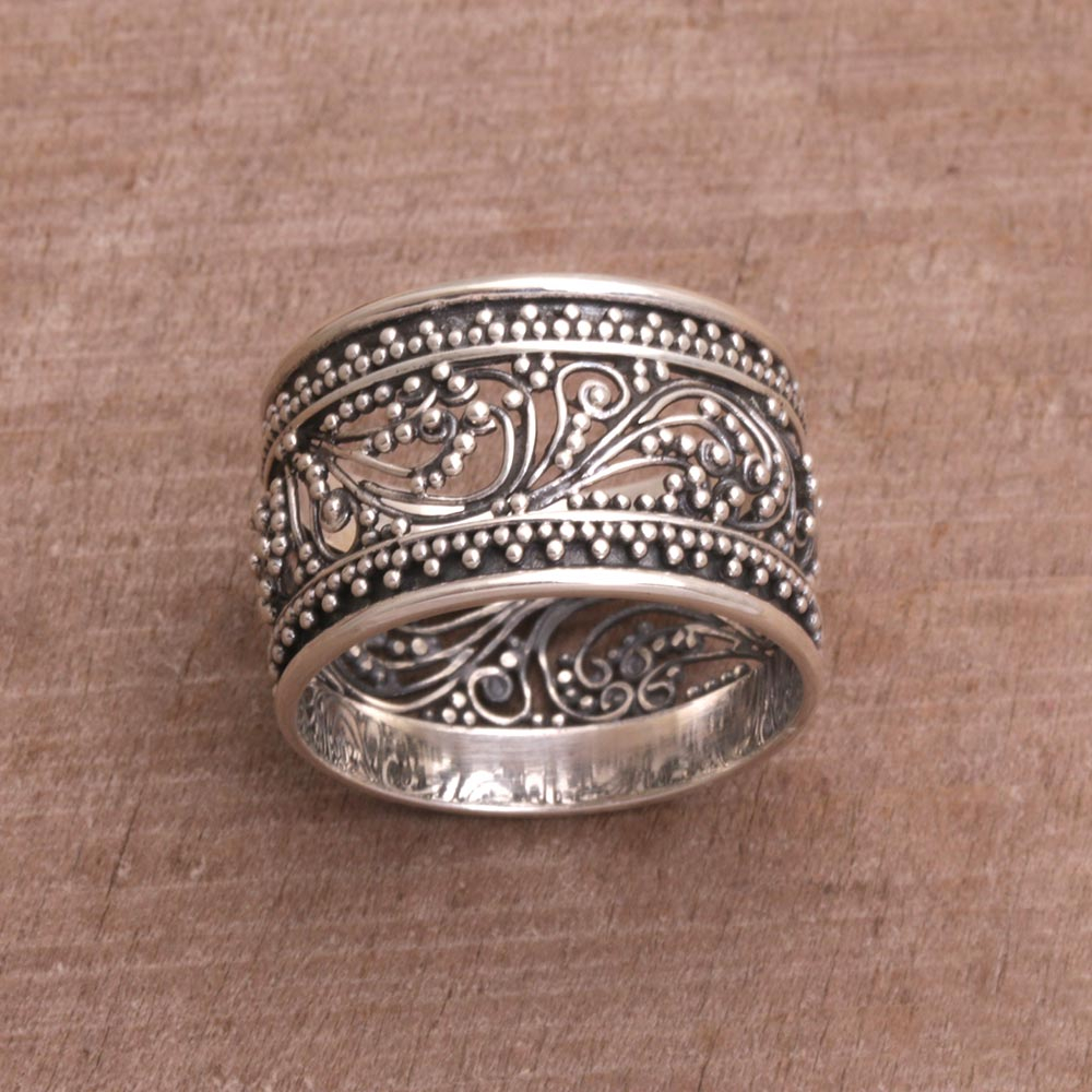 Sterling Silver Openwork Band Ring from Bali, 'Merajan Majesty'