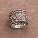Sterling silver band ring, 'Merajan Majesty' - Sterling Silver Openwork Band Ring from Bali