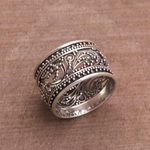 Sterling silver band ring, 'Merajan Majesty' - Sterling Silver Openwork Band Ring from Bali