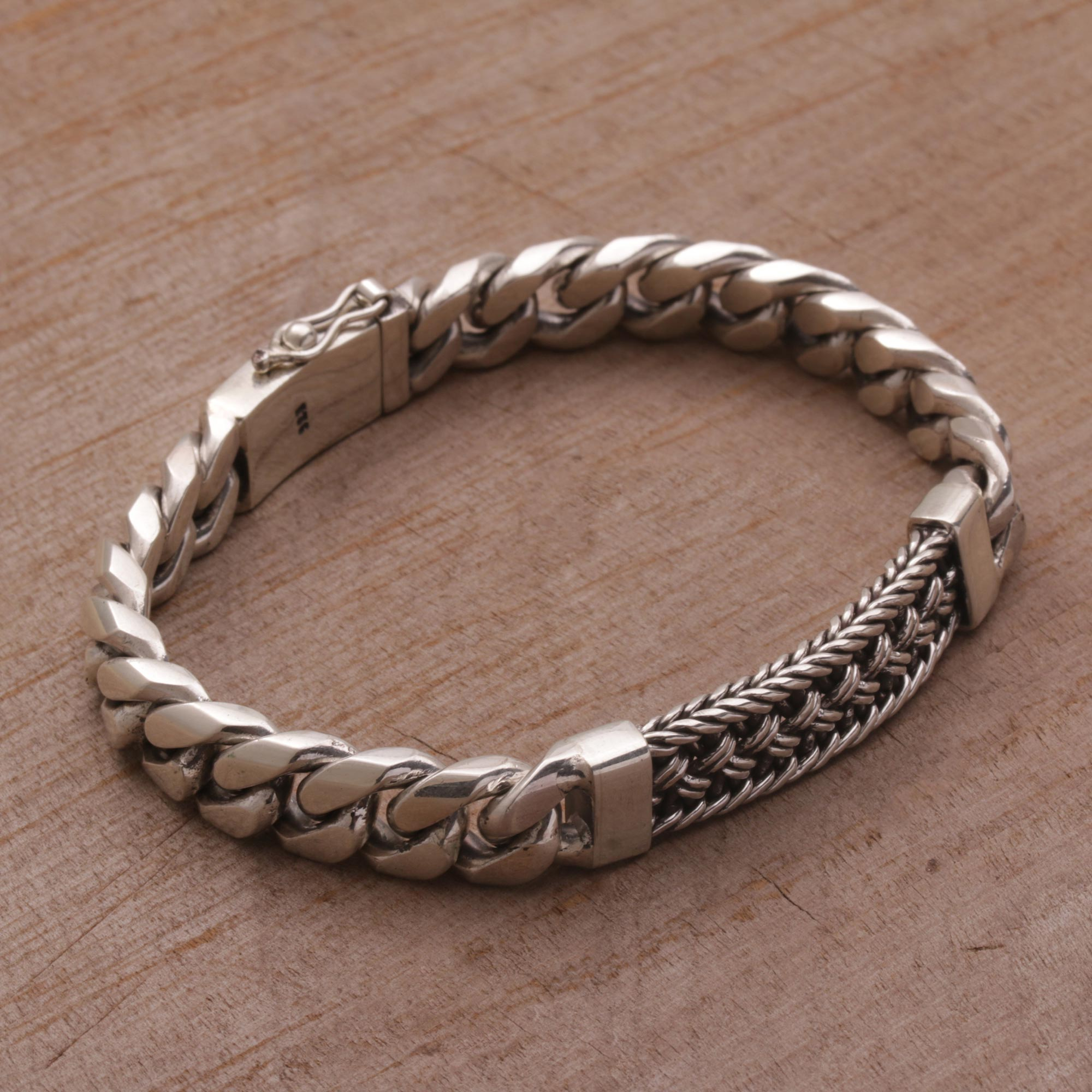 Sterling Silver Braided Wristband Bracelet from Bali - Distinctive ...
