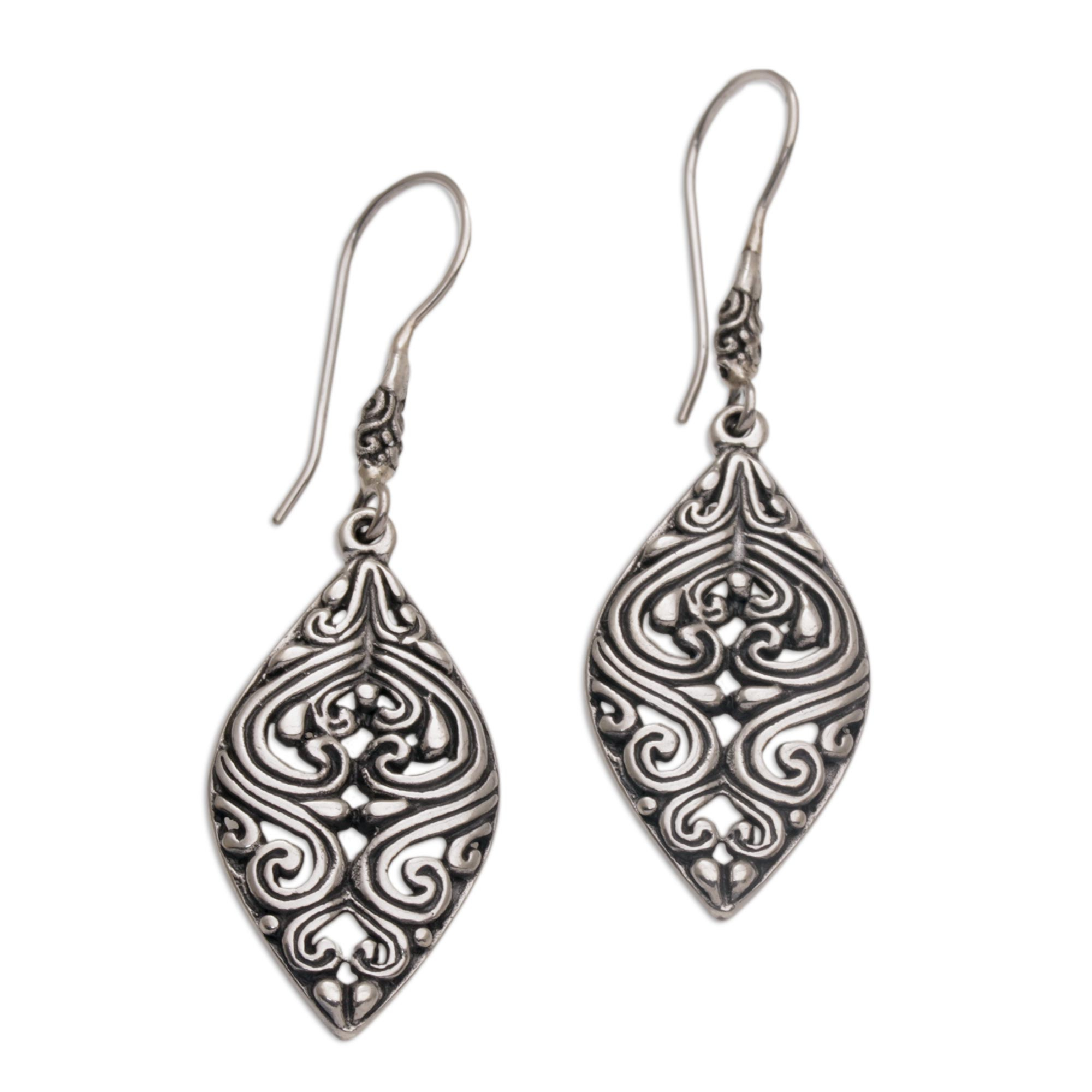 Fair Trade Sterling Silver Dangle Earrings from Bali - Leaf of Love ...