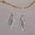 Sterling silver dangle earrings, 'Dewy Blades' - Hammered Sterling Silver Leaf Dangle Earrings from Bali (image 2) thumbail