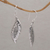 Sterling silver dangle earrings, 'Dewy Blades' - Hammered Sterling Silver Leaf Dangle Earrings from Bali (image 2b) thumbail