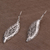 Sterling silver dangle earrings, 'Dewy Blades' - Hammered Sterling Silver Leaf Dangle Earrings from Bali (image 2c) thumbail
