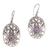 Amethyst dangle earrings, 'Daylight Lotus' - Balinese Amethyst and Sterling Silver Lotus Dangle Earrings thumbail