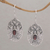 Garnet dangle earrings, 'Daylight Lotus' - Balinese Garnet and Sterling Silver Lotus Dangle Earrings