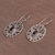 Garnet dangle earrings, 'Daylight Lotus' - Balinese Garnet and Sterling Silver Lotus Dangle Earrings (image 2c) thumbail