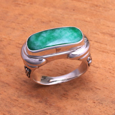 Men's Green Quartz Ring from Indonesia - Ancient Wisdom | NOVICA
