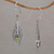 Peridot dangle earrings, 'Glittering Feathers' - Peridot and Silver Feather Dangle Earrings from Bali
