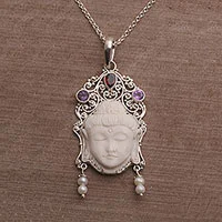 Multi-gemstone pendant necklace, 'Buddha's Earrings'