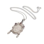 Multi-gemstone pendant necklace, 'Buddha's Earrings' - Multi-Gemstone Sterling Silver Buddha Necklace from Bali