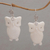 Bone dangle earrings, 'Watchful Owls' - Bone and Sterling Silver Owl Dangle Earrings from Bali