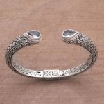 Blue topaz cuff bracelet, 'Blue Topaz Tears' - Blue Topaz and Sterling Silver Cuff Bracelet from Indonesia