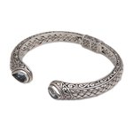 Blue topaz cuff bracelet, 'Blue Topaz Tears' - Blue Topaz and Sterling Silver Cuff Bracelet from Indonesia