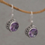 Amethyst dangle earrings, 'Sparkling Haven' - Handcrafted Amethyst and Sterling Silver Dangle Earrings